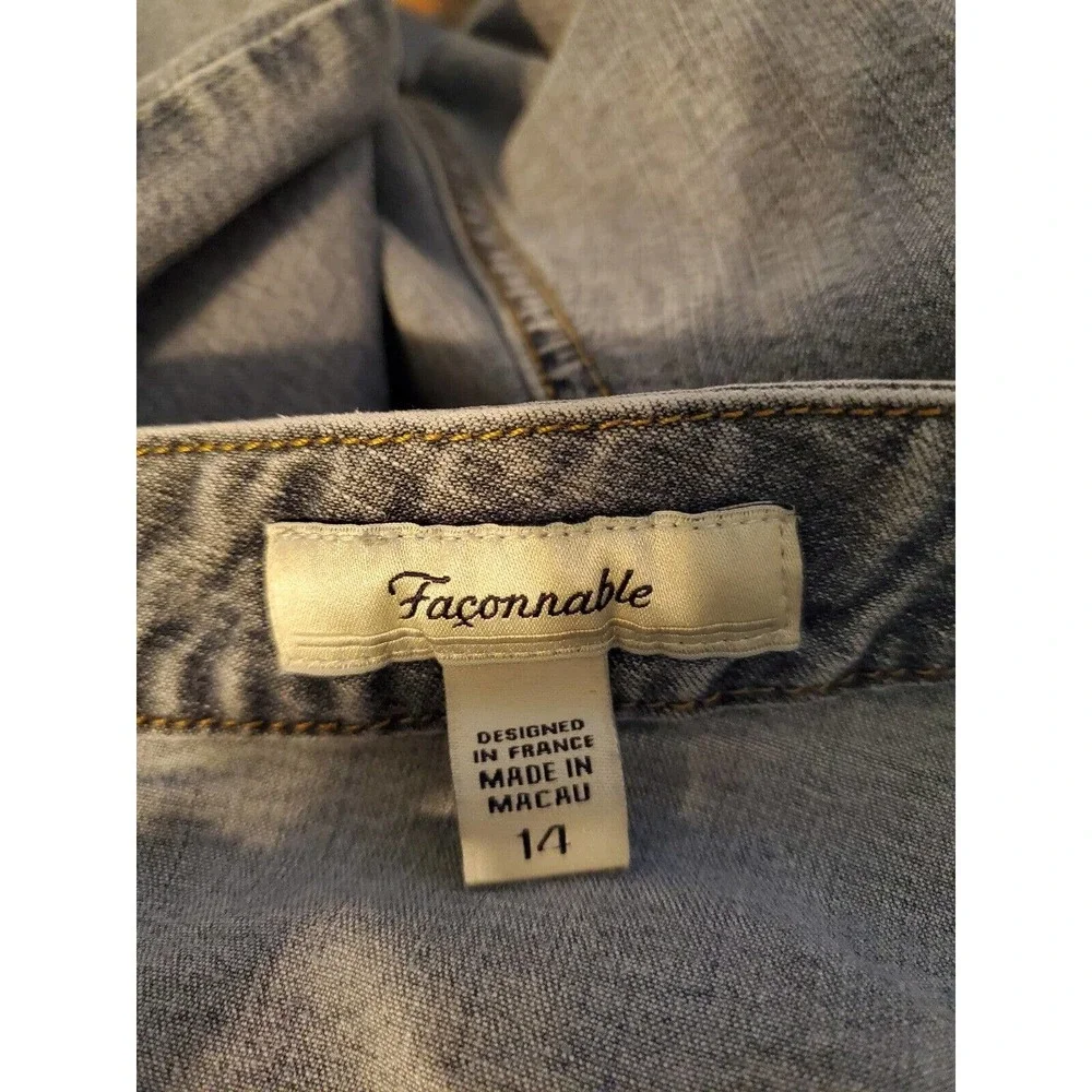 Faconnable Light Wash Denim Stretch High Rise Jeans Sz 14 or 34 X 29